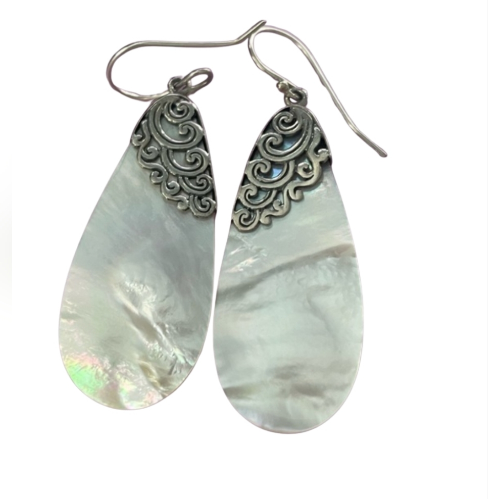 Mother Of Pearl Sterling Silver Drop Earrings